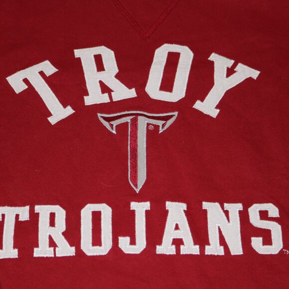 League Red Crewneck Sweater with Troy Trojans Logo - Picture 2 of 4